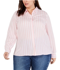 I-N-C Womens Soft Stripe Button Up Shirt