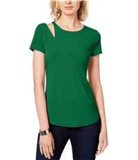 I-N-C Womens Cutout Shoulder Basic T-Shirt
