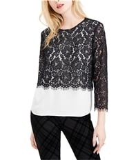Maison Jules Womens Lace-Overlay Pullover Blouse