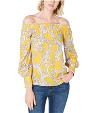 I-N-C Womens Paisley Off The Shoulder Blouse