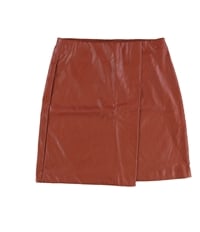 Bar Iii Womens Faux Leather Mini Wrap Skirt