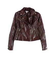 Bar Iii Womens Zip-Front Faux-Leather Jacket