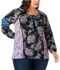 Style & Co. Womens Graphic Refresh Peasant Blouse