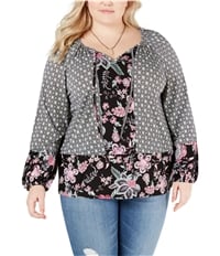 Style & Co. Womens Mixed Print Peasant Blouse, TW2