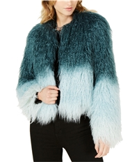 Bar Iii Womens Crinkle Faux Fur Jacket