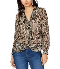 I-N-C Womens Snake Print Knot Front Pullover Blouse