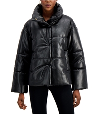 I-N-C Womens Faux Leather Puffer Jacket