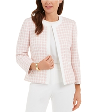 Kasper Womens Checkered One Button Blazer Jacket