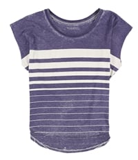 Mouchette Womens Striped Burnout Basic T-Shirt