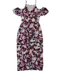 Bar Iii Womens Watercolor Cold-Shoulder Maxi Dress, TW1