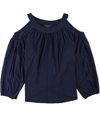 Ralph Lauren Womens Cutout-Shoulder Jersey Basic T-Shirt
