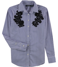 Ralph Lauren Womens Lace Patch Button Up Shirt