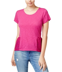 Maison Jules Womens Lace Peplum Basic T-Shirt