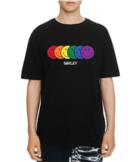 Elevenparis Mens Rainbow Smiley Graphic T-Shirt