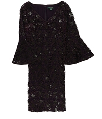 Ralph Lauren Womens Sequined A-Line Dress