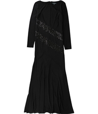 Ralph Lauren Womens Sequin Trim Gown Dress