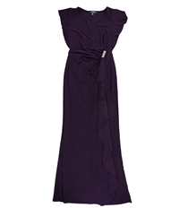 Ralph Lauren Womens Flutter-Sleeve Gown Maxi Ruffled Wrap Dress