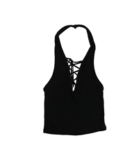 Project Social T Womens Ribbed Lace Up Halter Tank Top