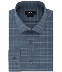Dkny Mens Checked Button Up Dress Shirt, TW1