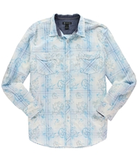 I-N-C Mens Graphic Gridlined Button Up Shirt