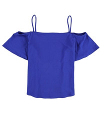 Bar Iii Womens Crepe Cold Shoulder Knit Blouse
