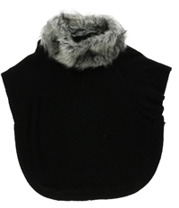 Style & Co. Womens Dolman Faux Fur Poncho Sweater