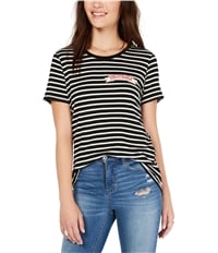 Carbon Copy Womens Striped Patch Embellished T-Shirt