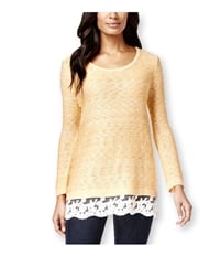Style & Co. Womens Lace-Hem Marled Pullover Sweater, TW2