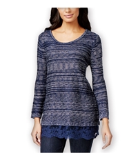Style & Co. Womens Lace-Hem Marled Pullover Sweater, TW1