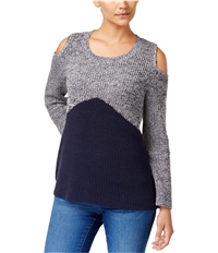 Style & Co. Womens Colorblocked Cold Shoulder Pullover Sweater