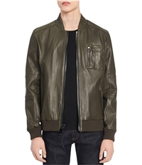Calvin Klein Mens Genuine Leather Bomber Jacket, TW2