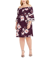Love Squared Womens Floral Off-Shoulder Dress, TW1