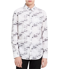 Calvin Klein Mens Blurred Plaid Button Up Shirt