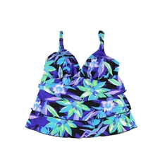 Beach Diva Womens Tropical Print Tankini Swim Top