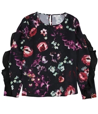 Bar Iii Womens Ruffled Floral Pullover Blouse