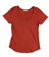 Project Social T Womens Solid Linen V-Neck Basic T-Shirt