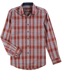Tasso Elba Mens Plaid Ls Button Up Shirt, TW4