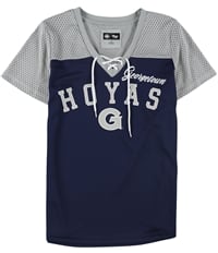 G-Iii Sports Womens Hoyas Mesh Lace-Up Graphic T-Shirt