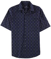 Tasso Elba Mens Grid Button Up Shirt, TW1