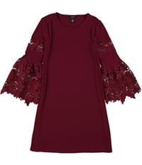 Alfani Womens Lace-Sleeve A-Line Dress