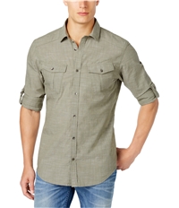 I-N-C Mens Textured Utility Button Up Shirt, TW1
