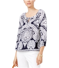 I-N-C Womens Tie-Collar Pullover Blouse