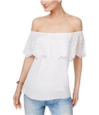 I-N-C Womens Textured Off The Shoulder Blouse