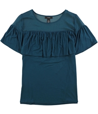 Alfani Womens Illusion Flounce Basic T-Shirt