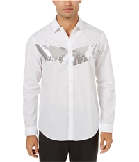 I-N-C Mens Sequins Chest Button Up Shirt