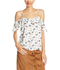 Lucky Brand Womens Ruffle Peasant Blouse