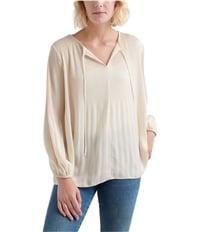 Lucky Brand Womens Pleated Peasant Blouse