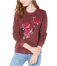 Lucky Brand Womens Floral Embroidered Graphic Sweatshirt