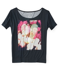 Aeropostale Womens Sequin Floral Fashion Graphic T-Shirt, TW2