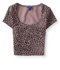Aeropostale Womens Leopard Crop Basic T-Shirt